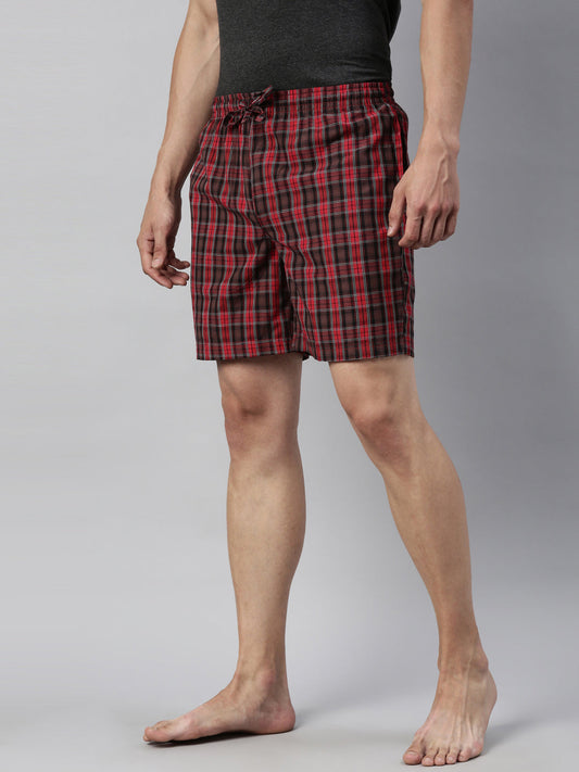 JOVEN MEN CHECKED PURE COTTON EASY SHORTS