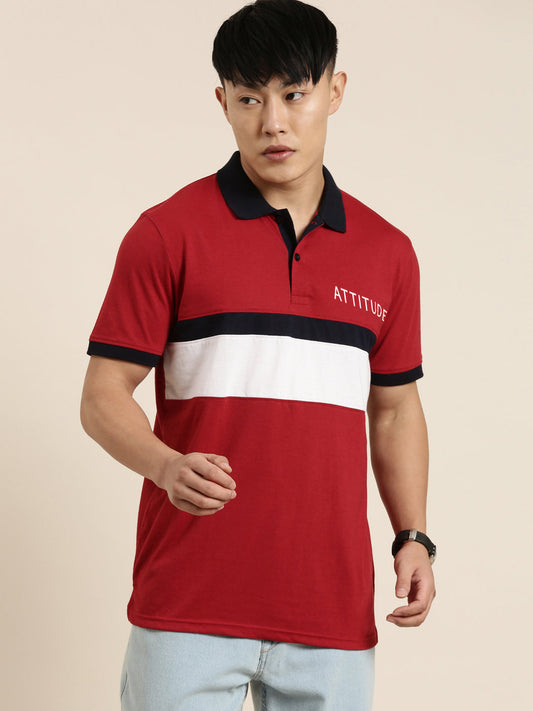 Men's Cut & Sew Colorblock Casual Polo Collar T-Shirt