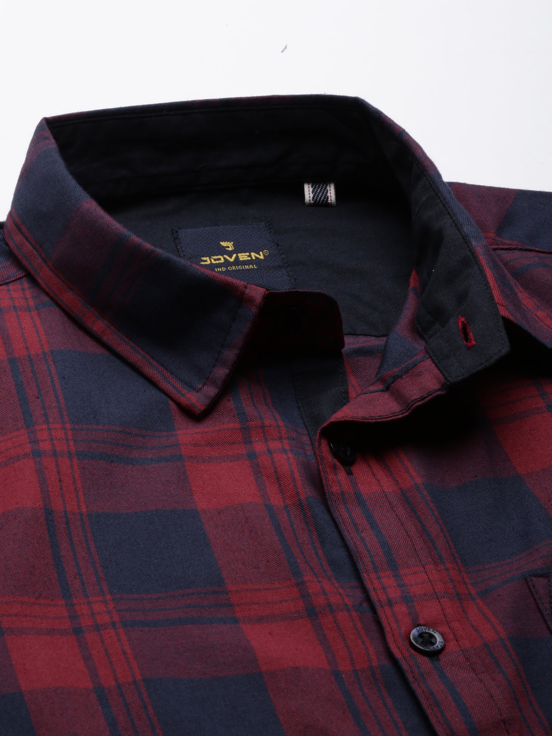 JOVEN Men Checked Pure Cotton Full Sleeve Casual Shirt