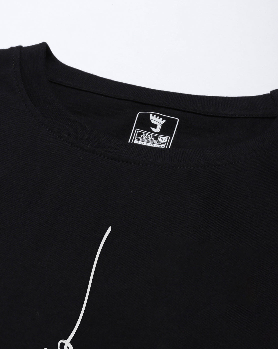 JOVEN Men Black Printed Pure Cotton Oversize Tshirt
