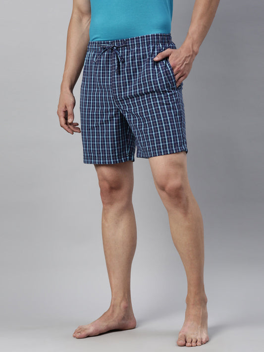 JOVEN MEN CHECKED PURE COTTON EASY SHORTS