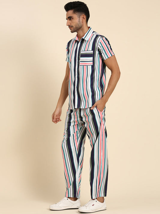 Joven Men's Multicolor Printed Co-Ords Set