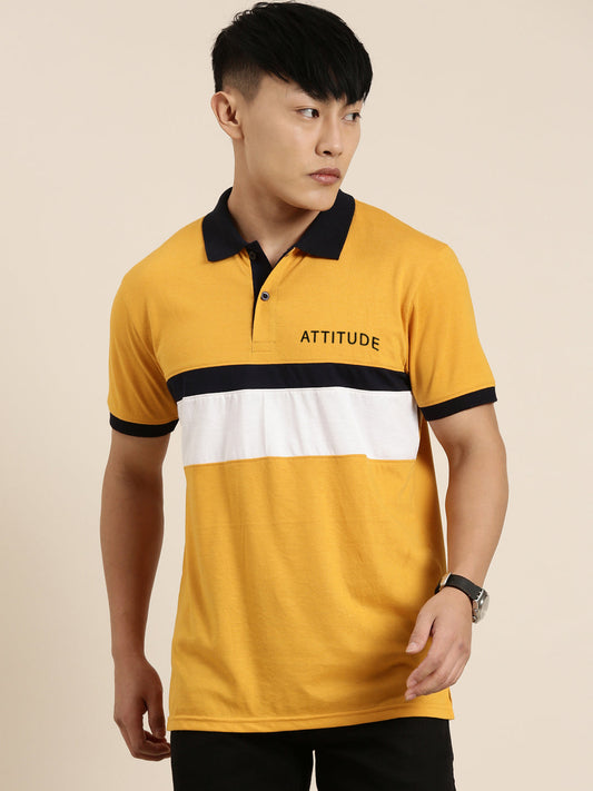 Men's Cut & Sew Colorblock Casual Polo Collar T-Shirt