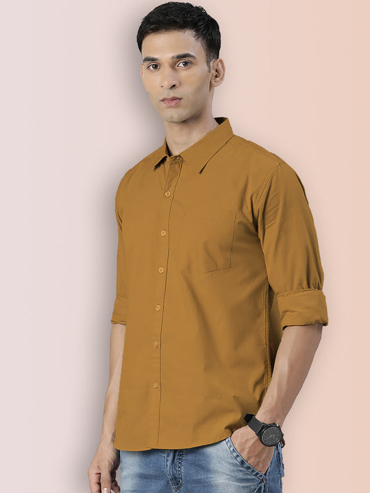 Broon Mens Slim Fit Premium Cotton Solid Shirt