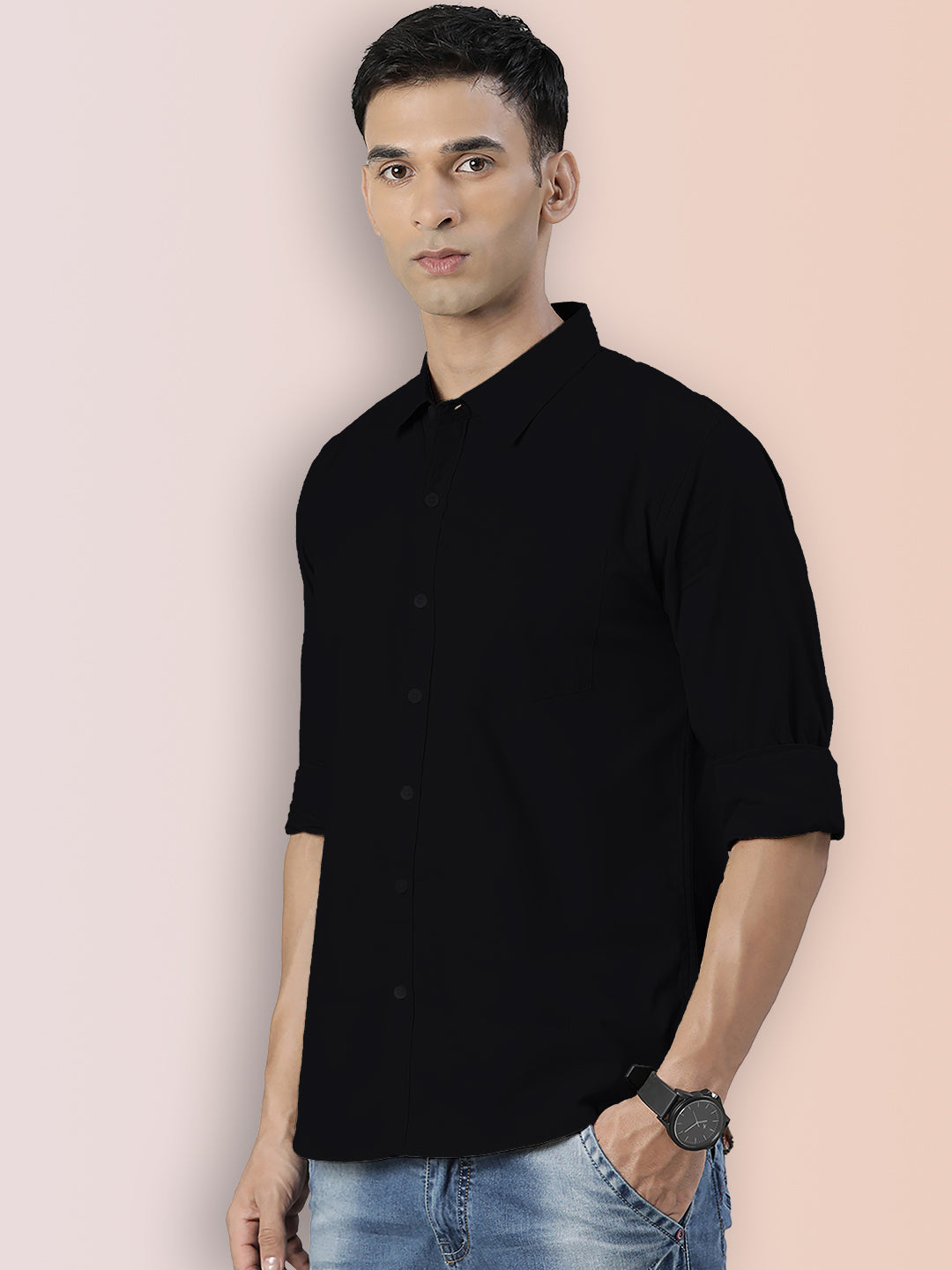 Broon Mens Slim Fit Premium Cotton Solid Shirt