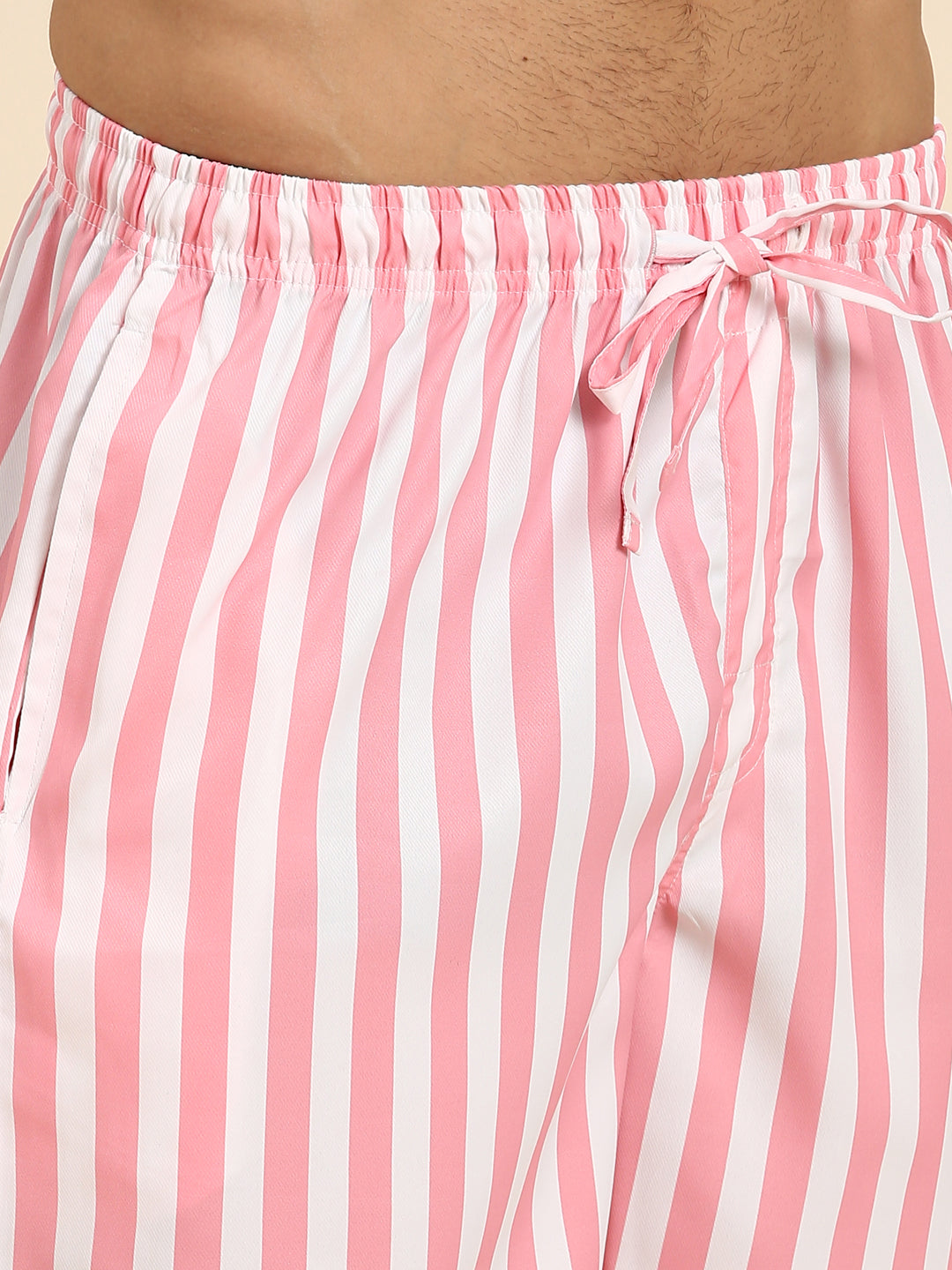Joven Men's Pink And White Printed Co-Ords Set