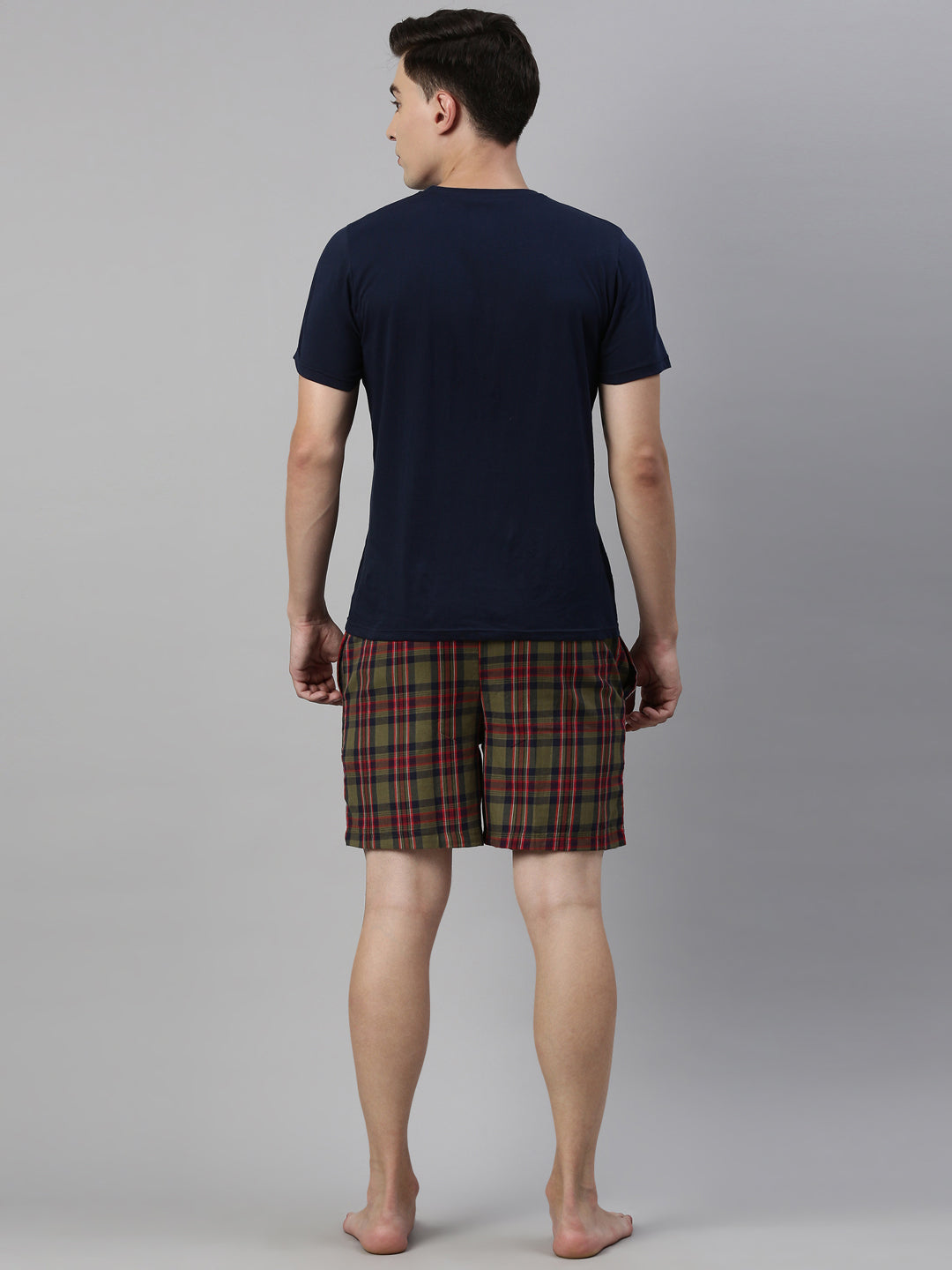 JOVEN MEN CHECKED PURE COTTON EASY SHORTS