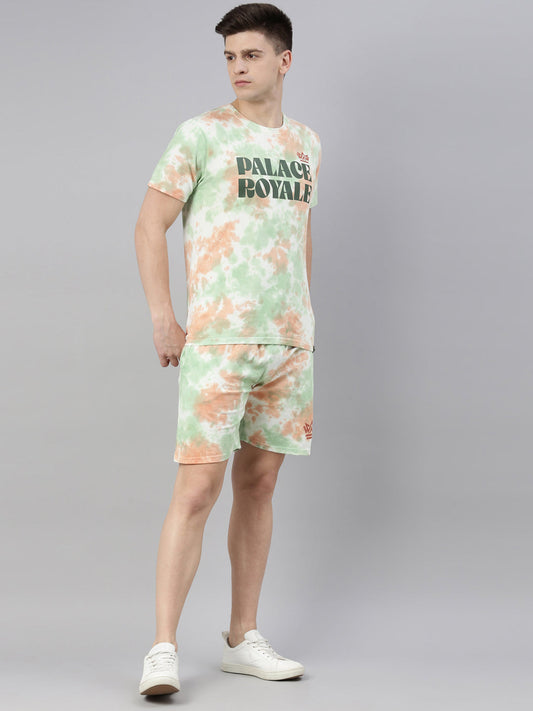 JOVEN MENS TIE-DYE CO-ORDINATED SET(T-SHIRT AND SHORTS)
