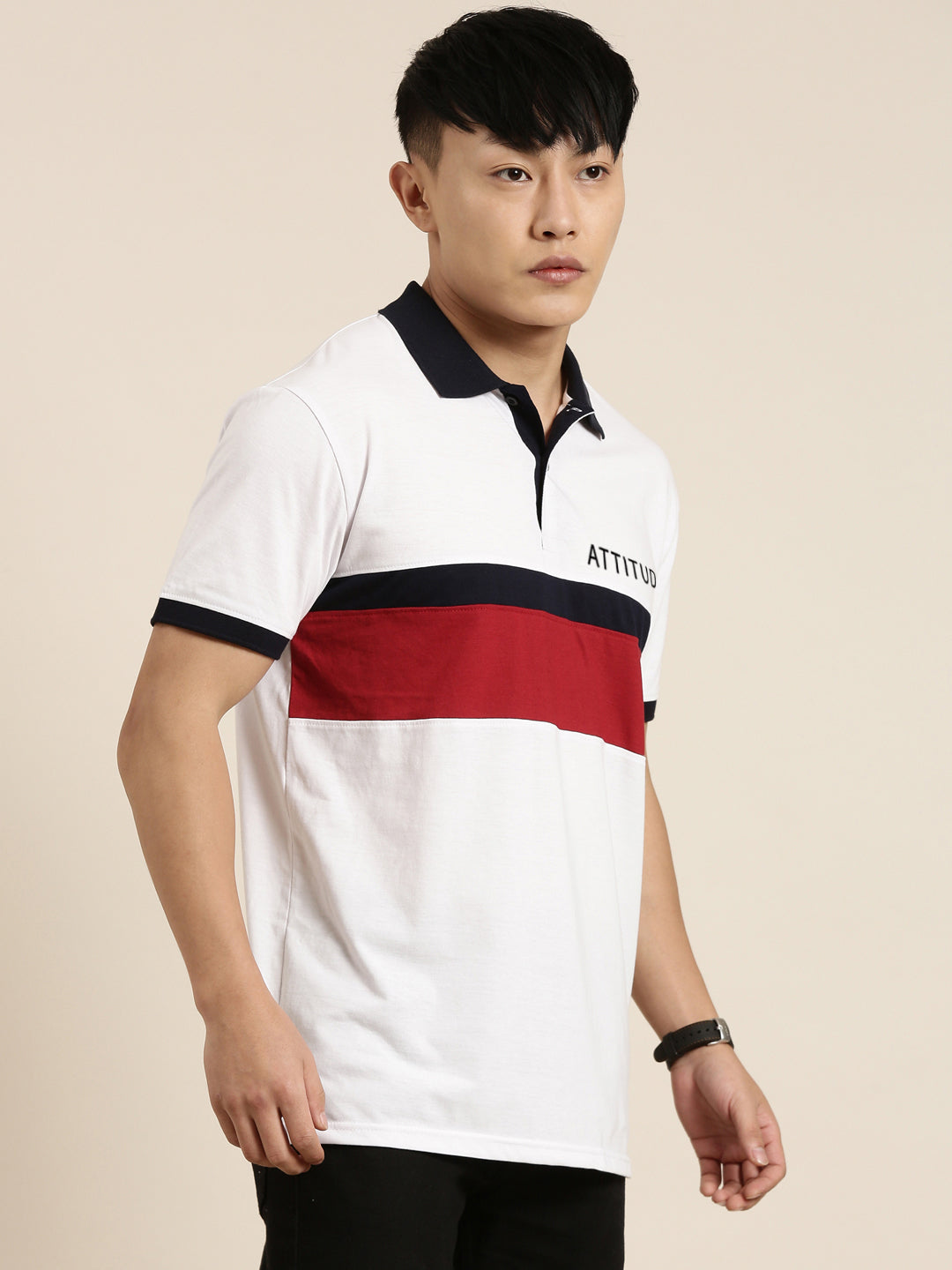Men's Cut & Sew Colorblock Casual Polo Collar T-Shirt
