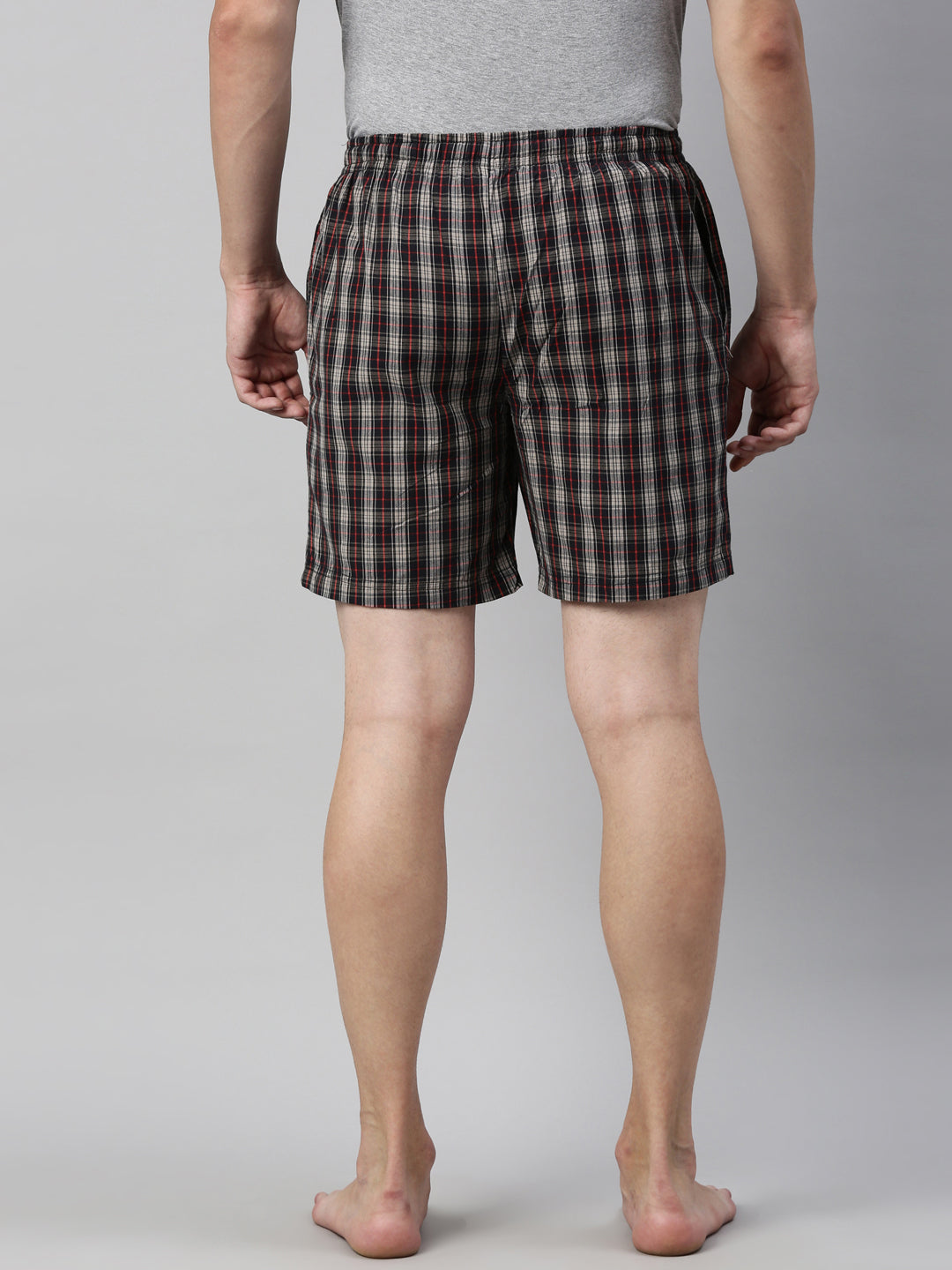 JOVEN MEN CHECKED PURE COTTON EASY SHORTS
