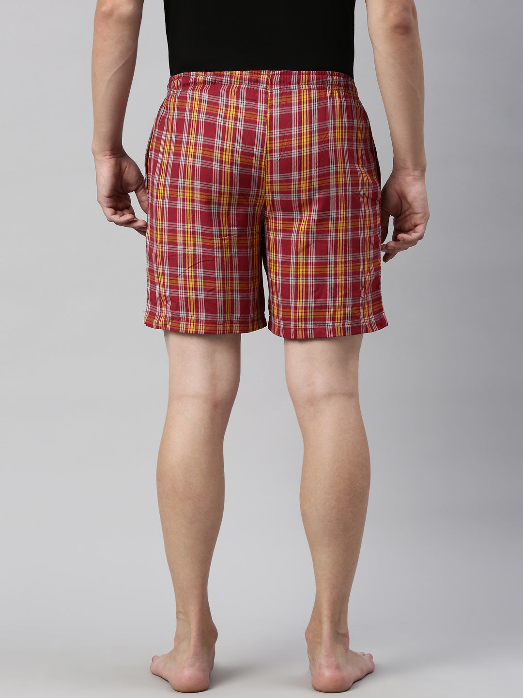 JOVEN MEN CHECKED PURE COTTON EASY SHORTS