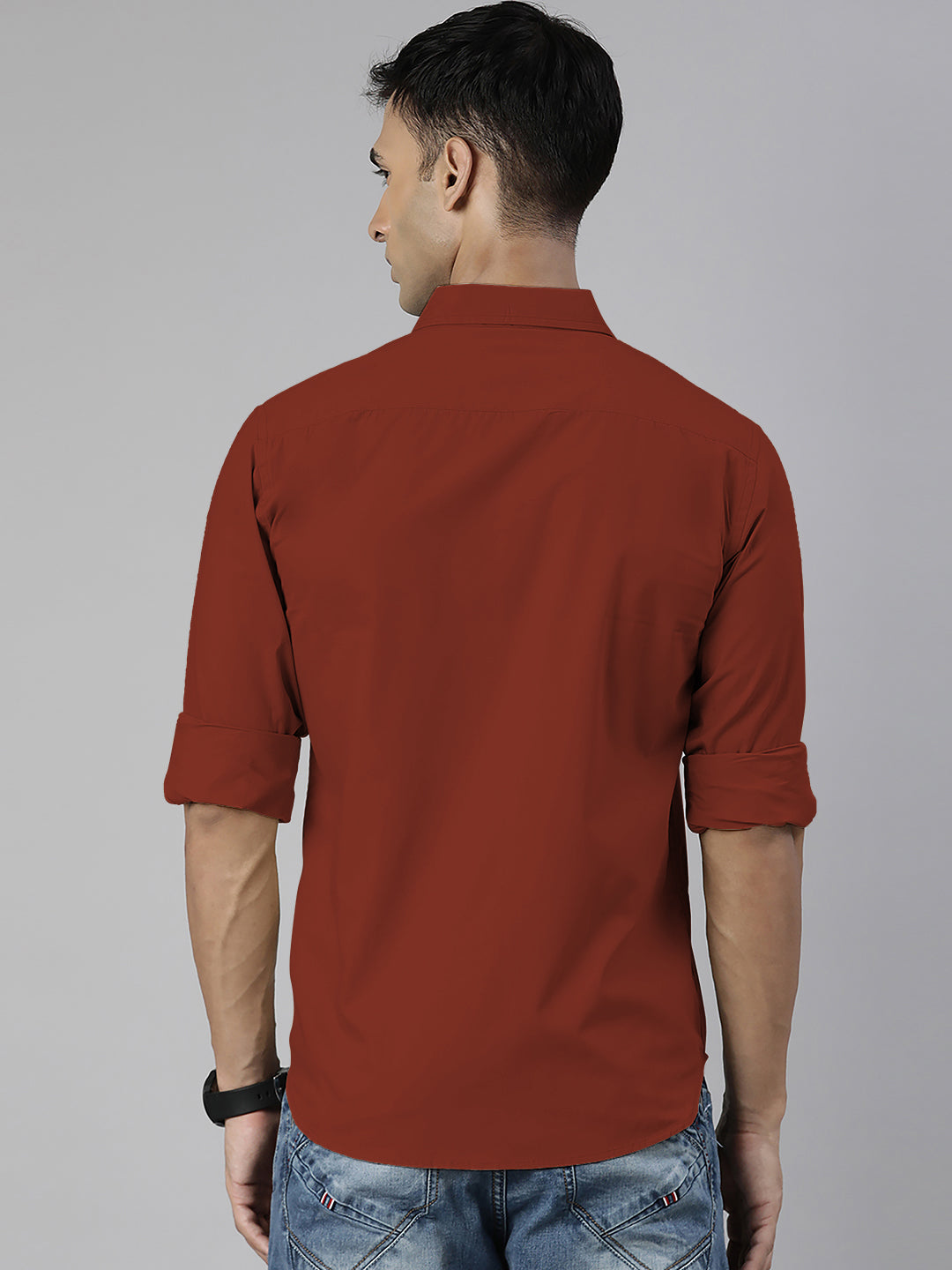 Men's Brown Solid Full Sleeve Slim Fit Casual Shirt