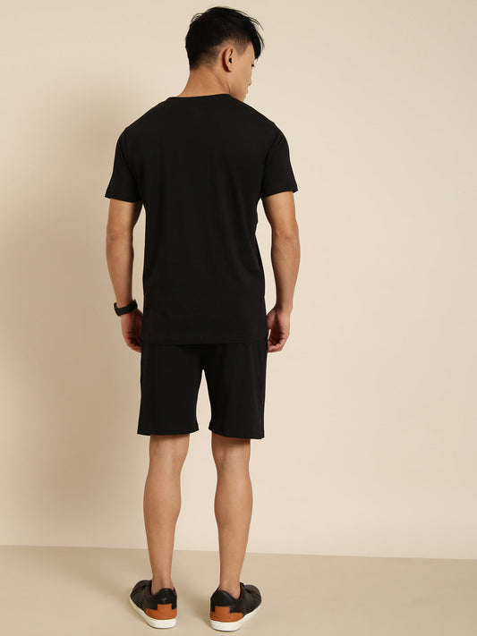 JOVEN Men Black Printed Co-Ords Set