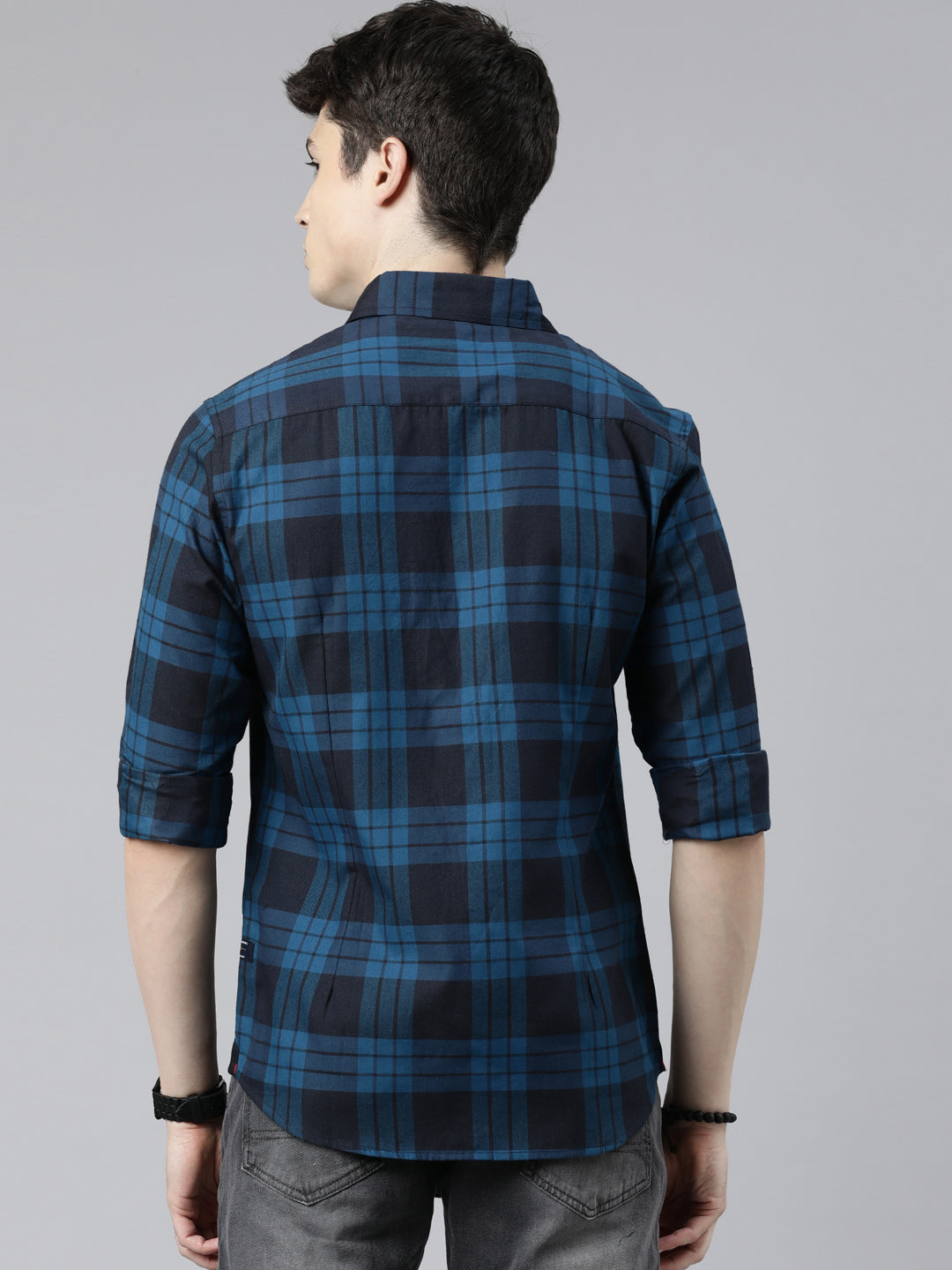 JOVEN Men Checked Pure Cotton Full Sleeve Casual Shirt