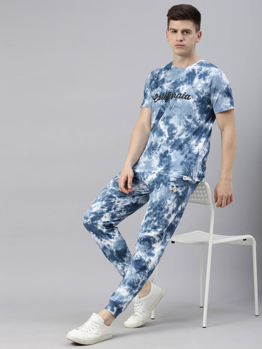 JOVEN MENS TIE-DYE CO-ORDINATED SET(T-SHIRT AND PANT SET)