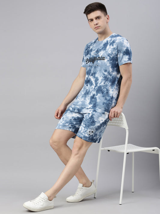 JOVEN MENS TIE-DYE CO-ORDINATED SET(T-SHIRT AND SHORTS)