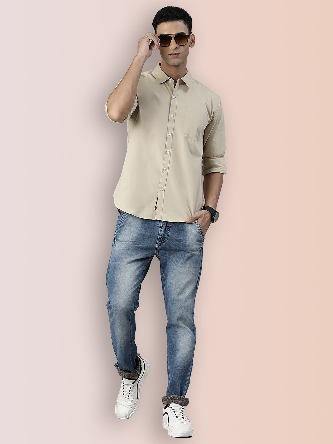 Broon Mens Slim Fit Premium Cotton Solid Shirt
