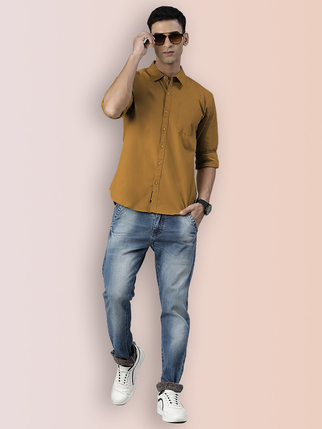 Broon Mens Slim Fit Premium Cotton Solid Shirt