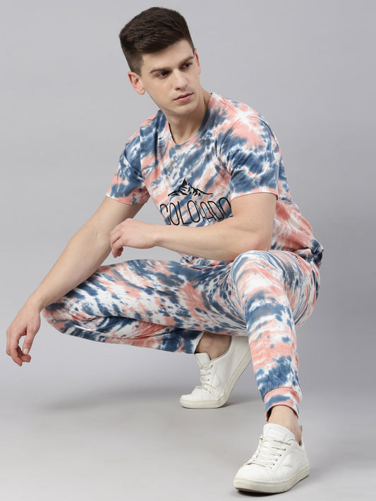 JOVEN MENS TIE-DYE CO-ORDINATED SET(T-SHIRT AND PANT)