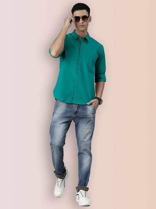 Broon Mens Slim Fit Premium Cotton Solid Shirt