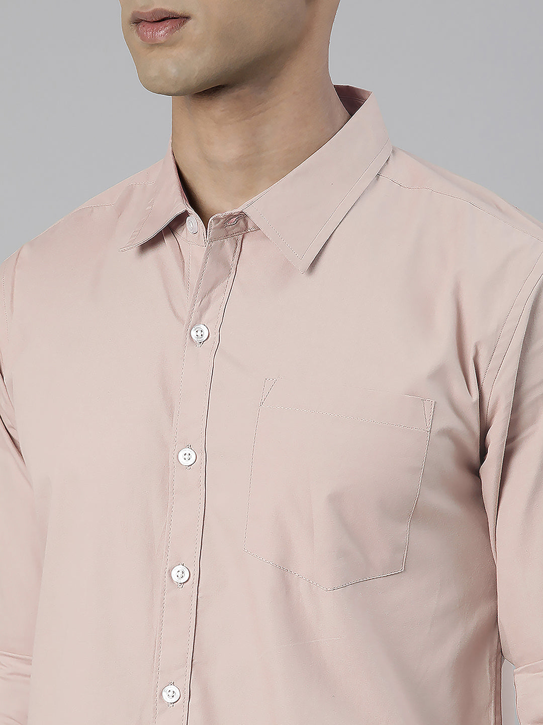 Men's Pink Solid Full Sleeve Slim Fit Casual Shirt