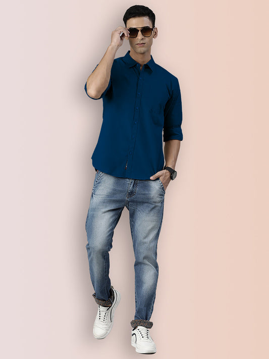 Broon Mens Slim Fit Premium Cotton Solid Shirt