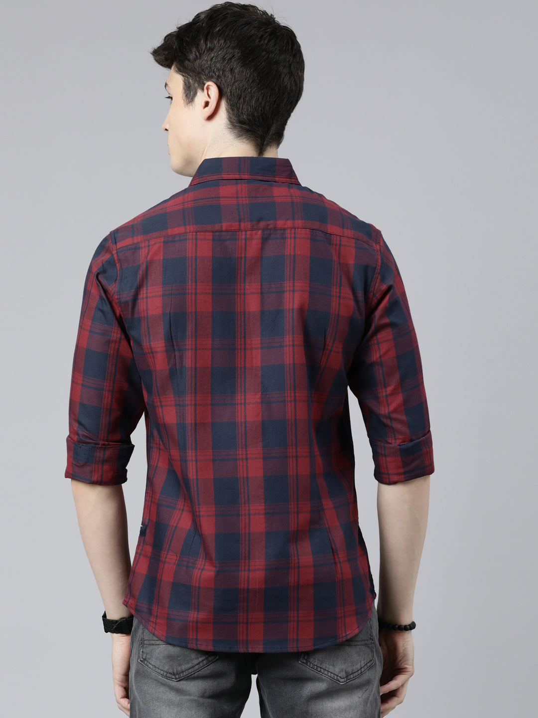 JOVEN Men Checked Pure Cotton Full Sleeve Casual Shirt
