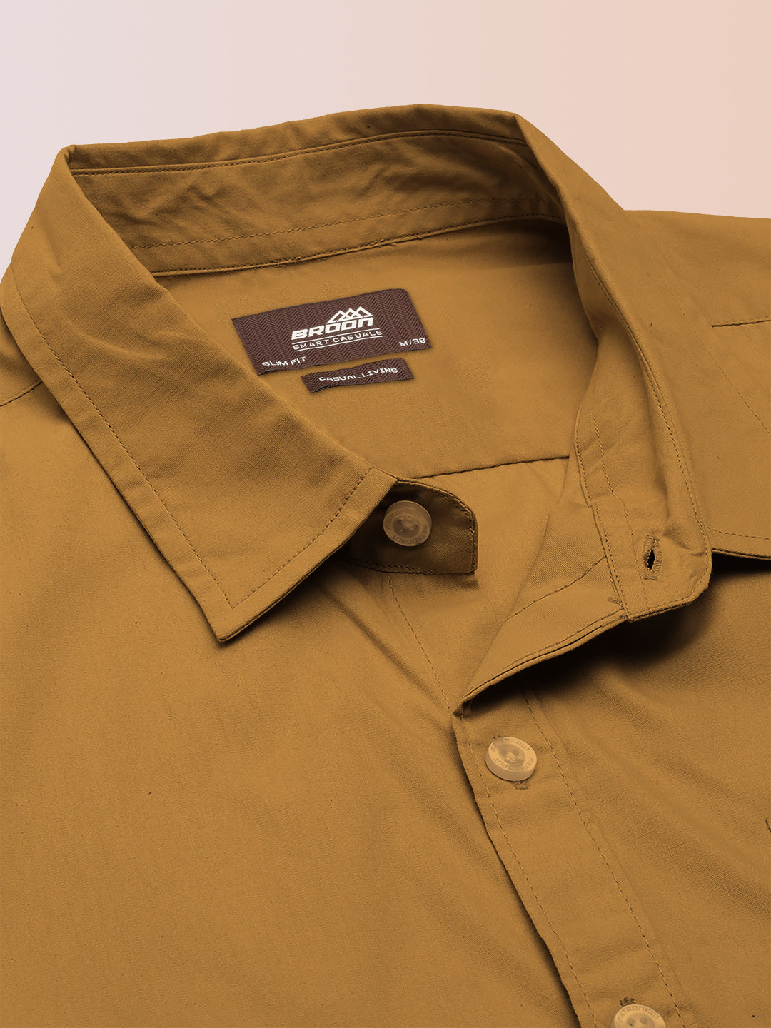 Broon Mens Slim Fit Premium Cotton Solid Shirt