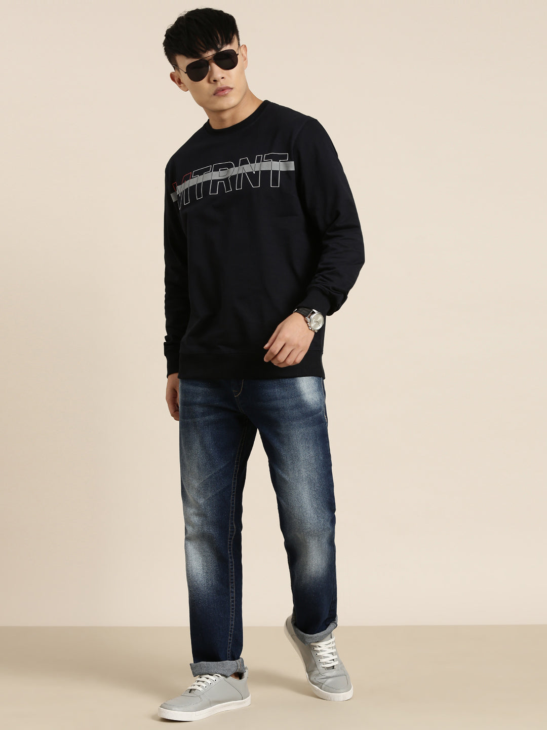 Men's Solid Round Neck Full Sleeve Sweatshirt