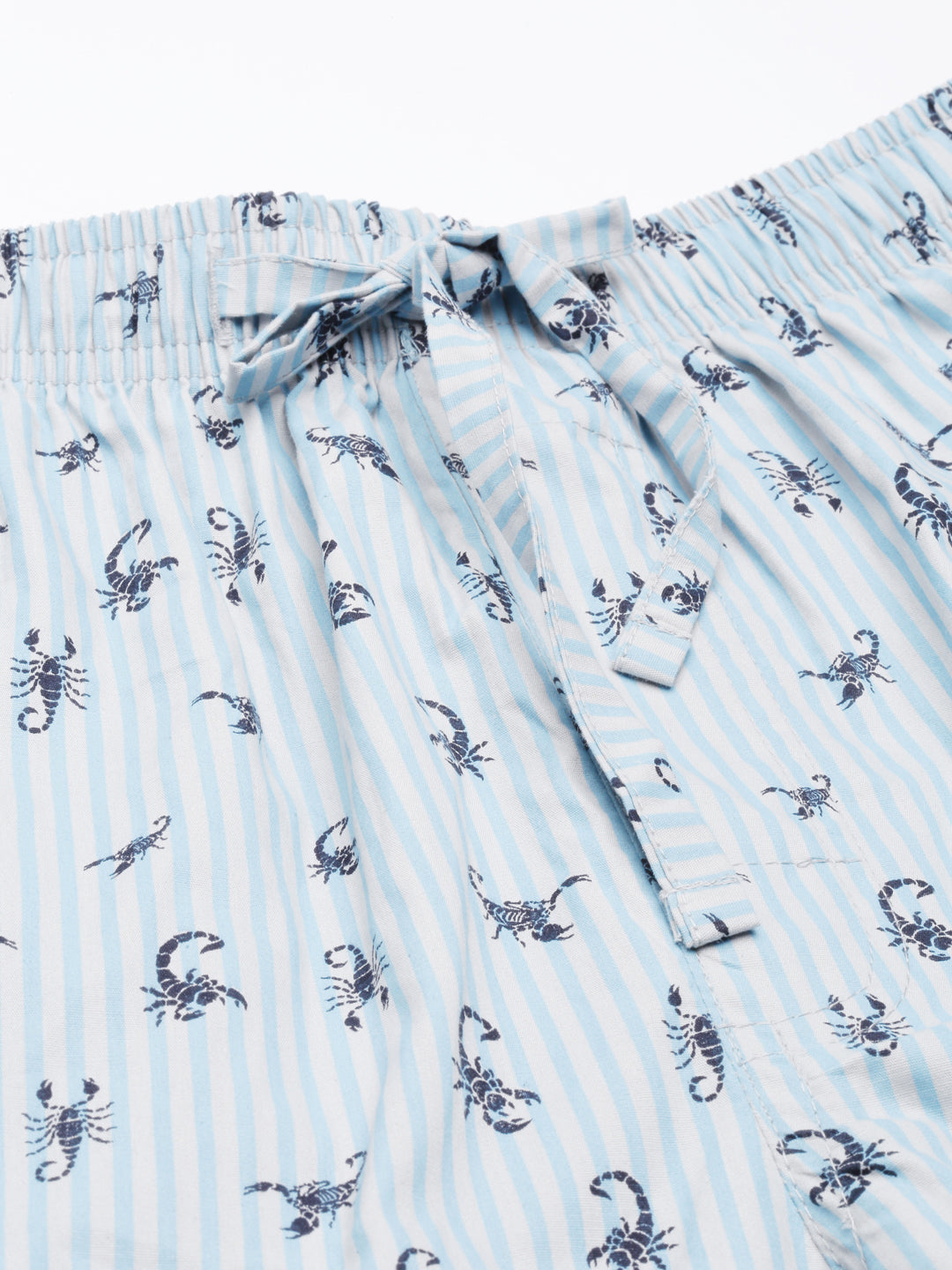 JOVEN Men Light Blue Printed Pyjama