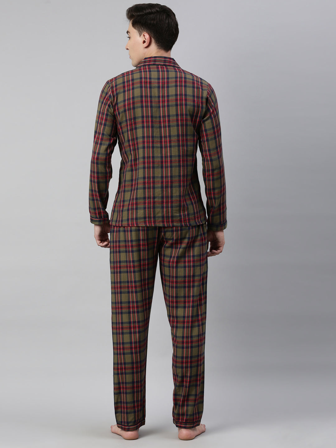 JOVEN MEN CHECKED PURE COTTON SLEEPSUIT