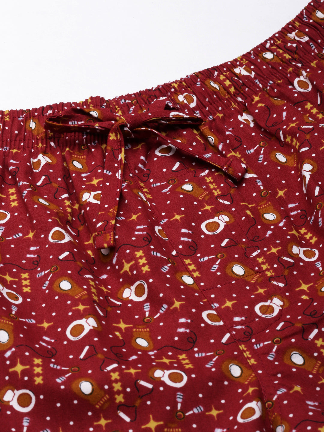 JOVEN Men Wine Printed Pyjama