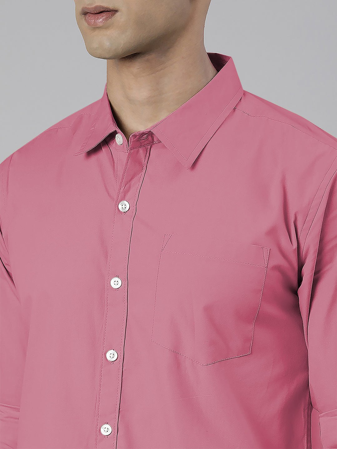 Men's Pink Solid Full Sleeve Slim Fit Casual Shirt