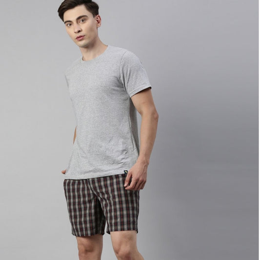 JOVEN MEN CHECKED PURE COTTON EASY SHORTS