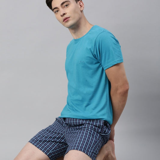 JOVEN MEN CHECKED PURE COTTON EASY SHORTS