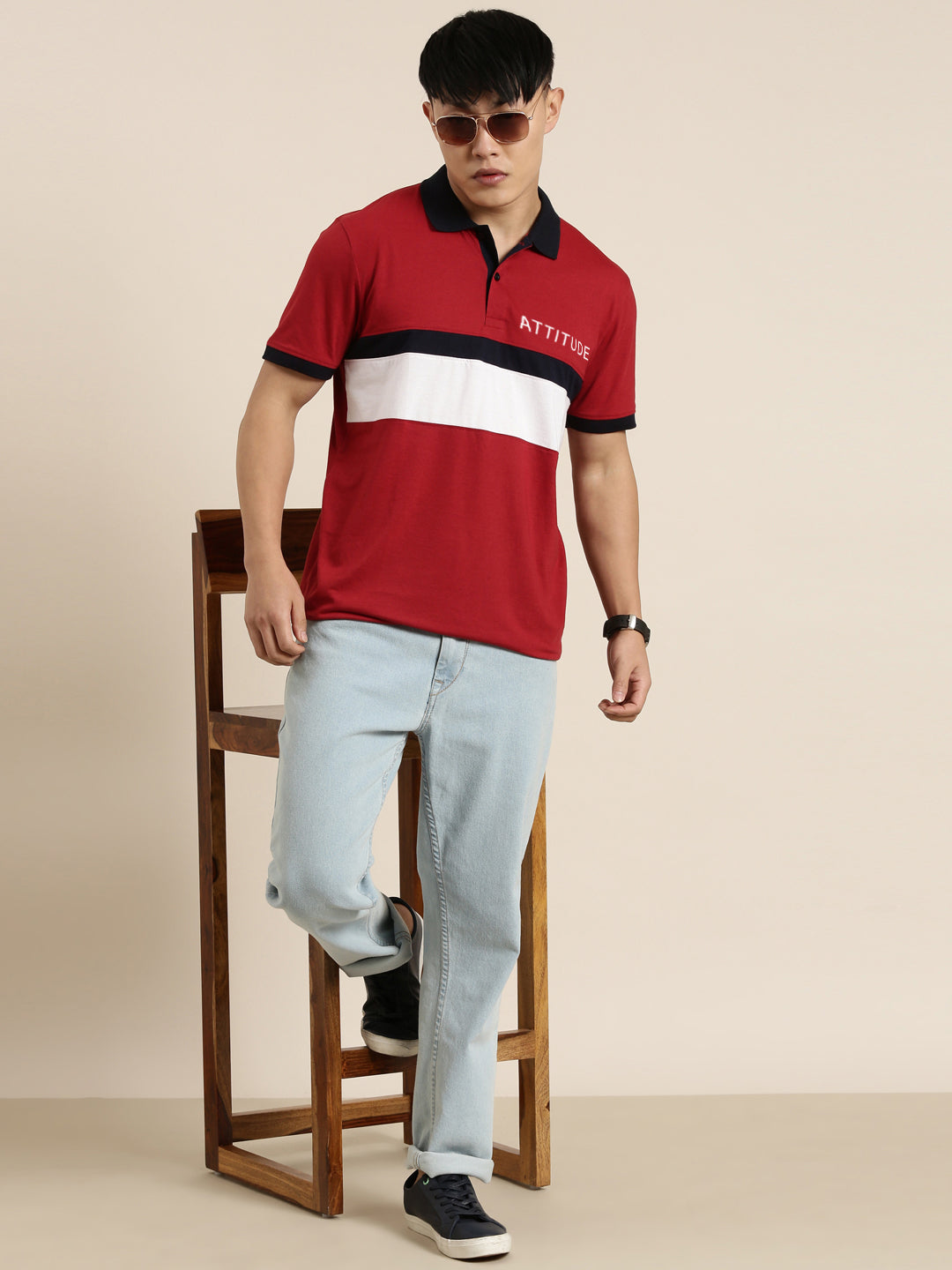 Men's Cut & Sew Colorblock Casual Polo Collar T-Shirt