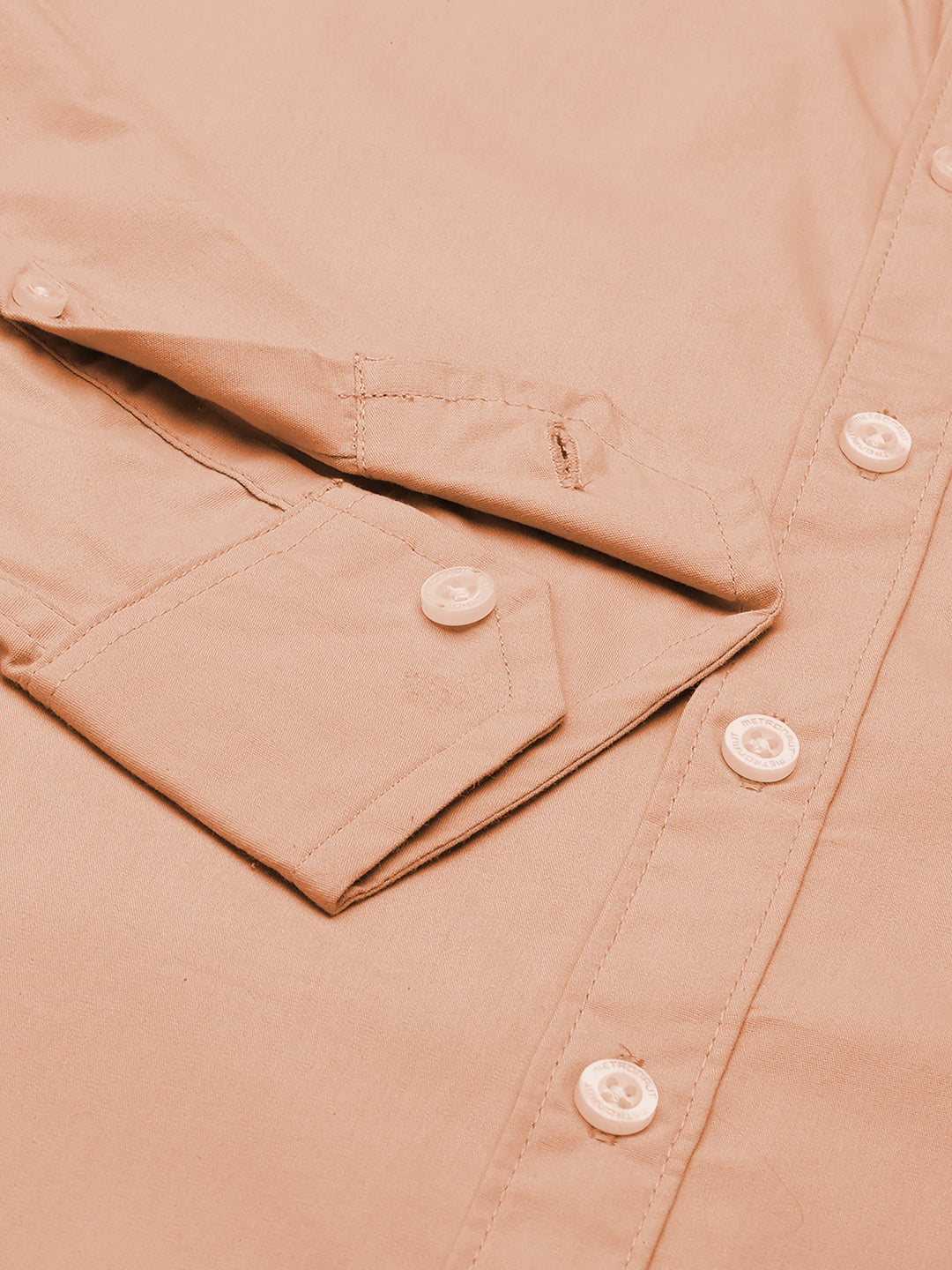 Men's Peach Solid Full Sleeve Slim Fit Casual Shirt