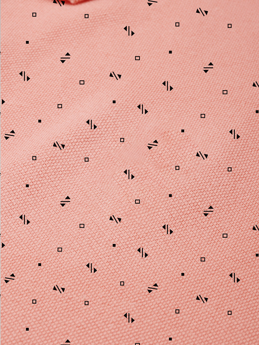 Men's Peach Printed Polo Collar T-Shirt