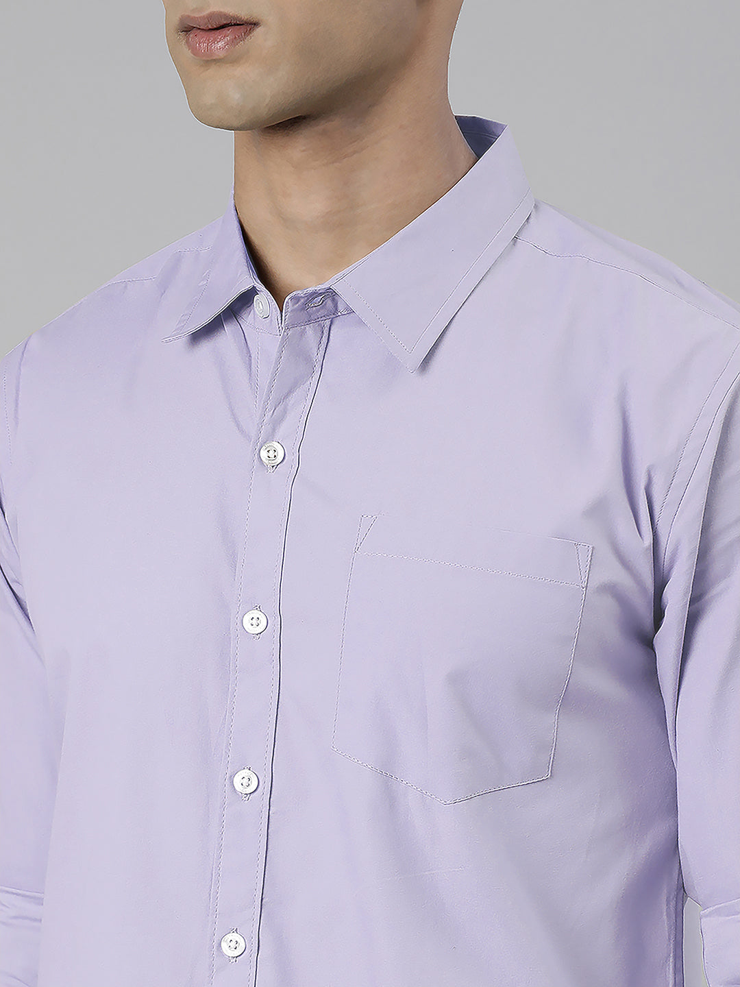 Men's Lavender Solid Full Sleeve Slim Fit Casual Shirt