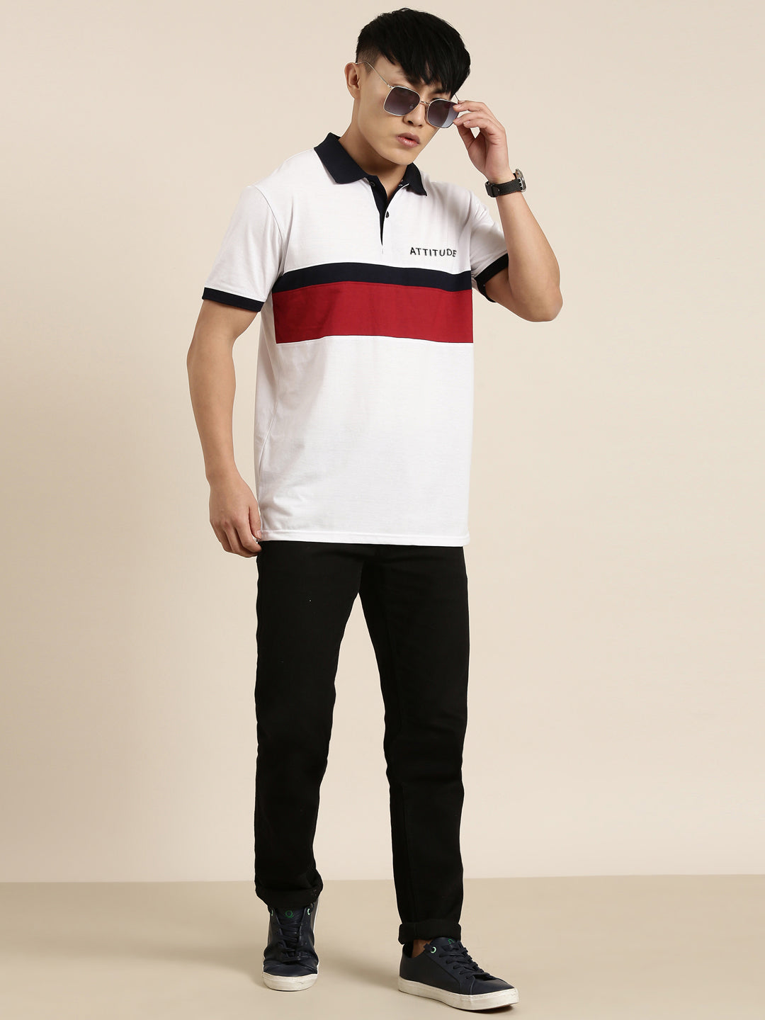 Men's Cut & Sew Colorblock Casual Polo Collar T-Shirt