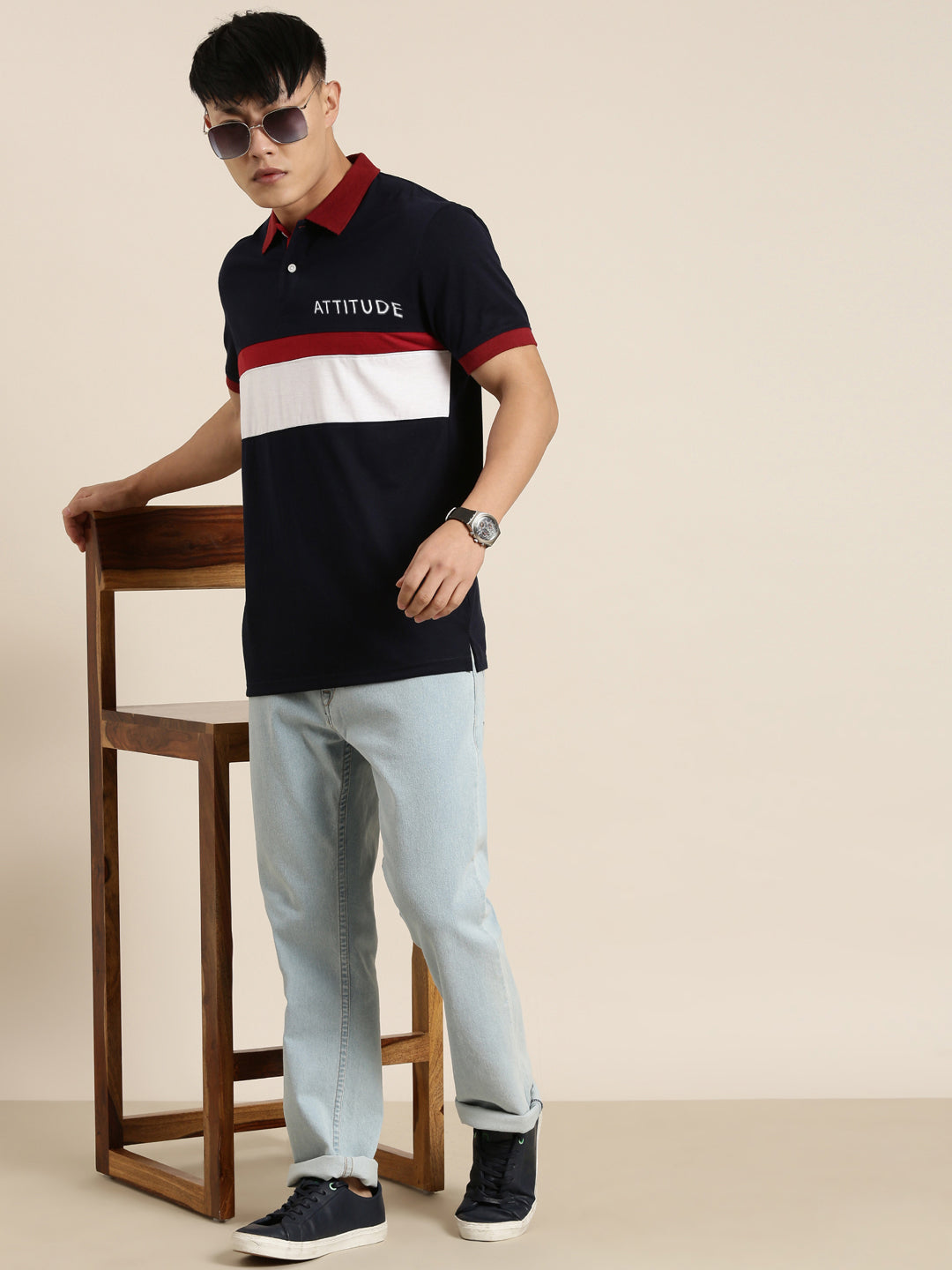 Men's Cut & Sew Colorblock Casual Polo Collar T-Shirt