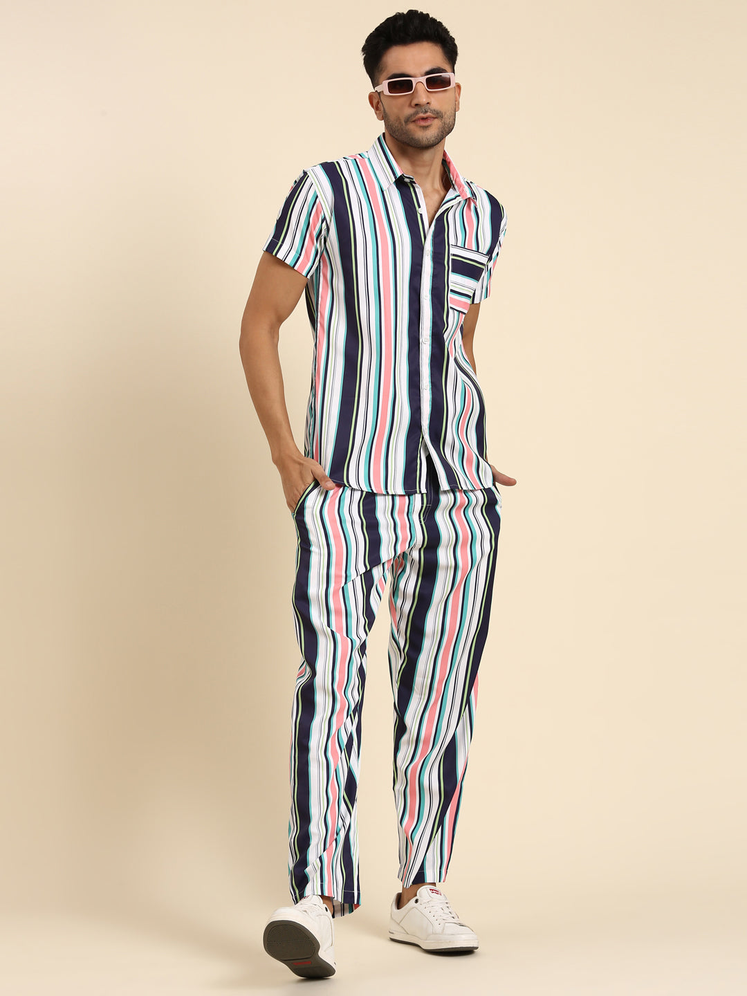 Joven Men's Multicolor Printed Co-Ords Set