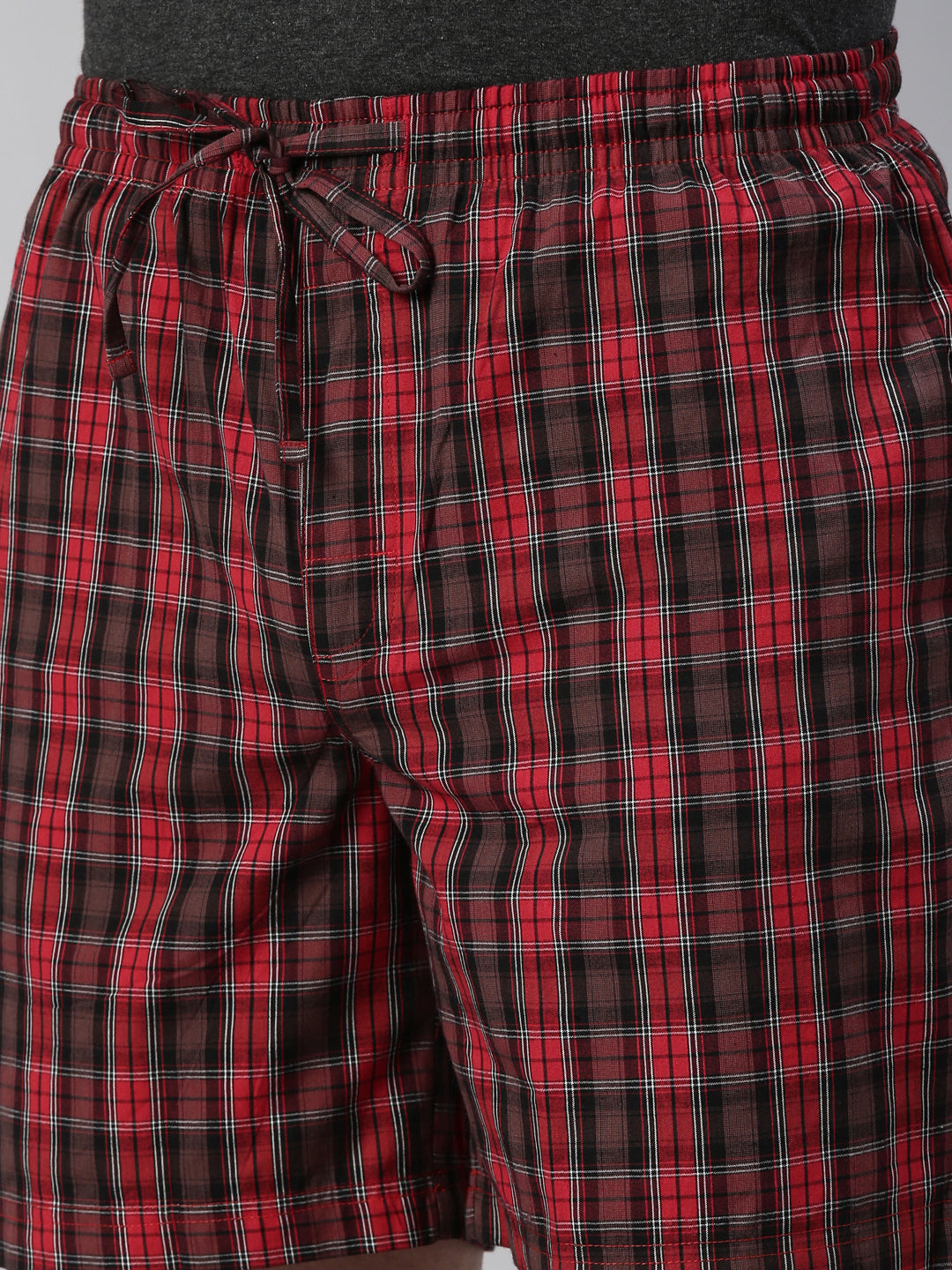 JOVEN MEN CHECKED PURE COTTON EASY SHORTS