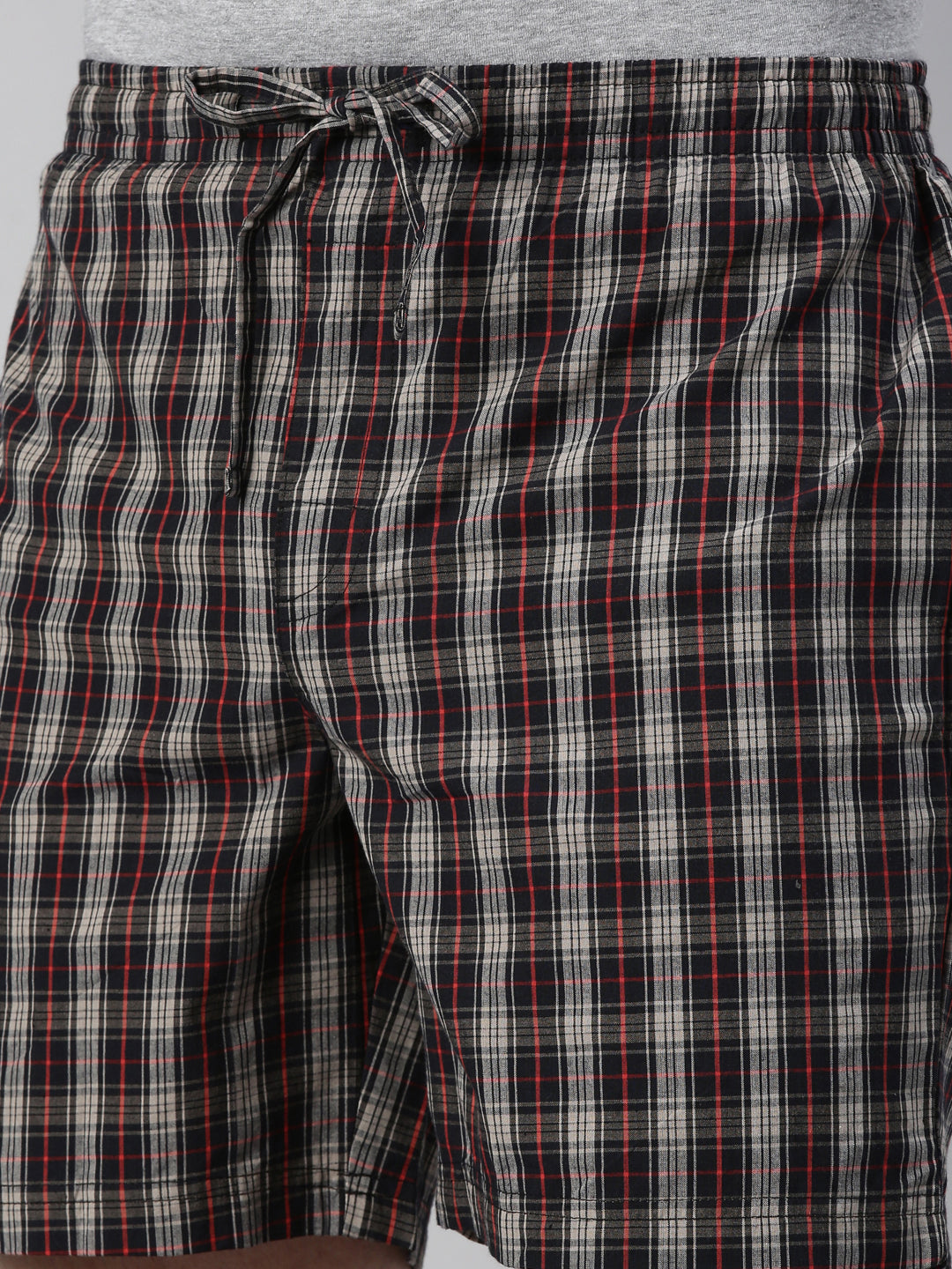 JOVEN MEN CHECKED PURE COTTON EASY SHORTS