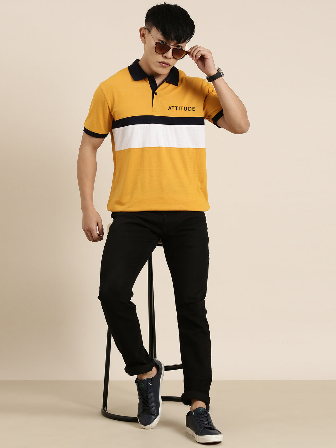 Men's Cut & Sew Colorblock Casual Polo Collar T-Shirt
