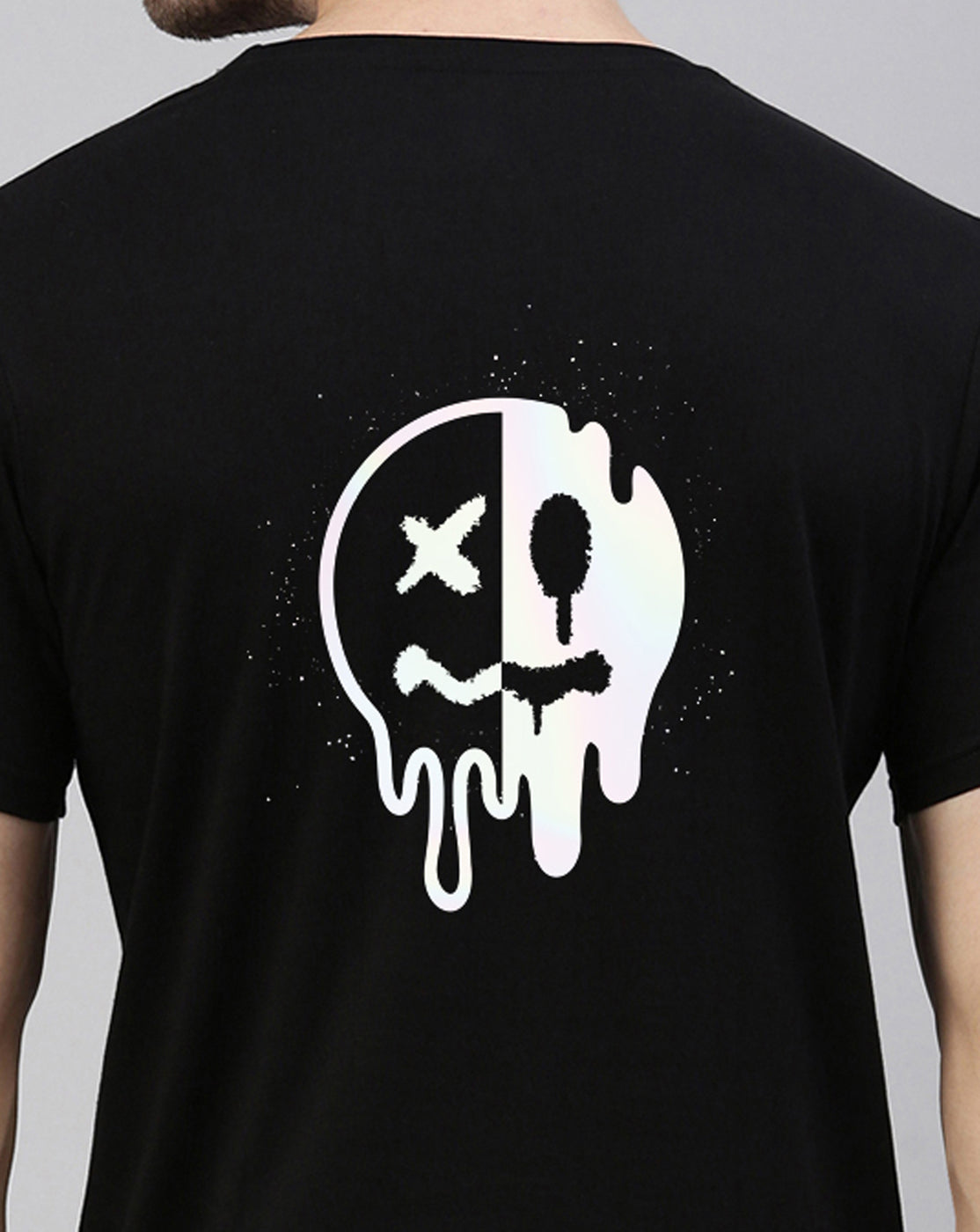 JOVEN Men Black Printed Pure Cotton Oversize Tshirt