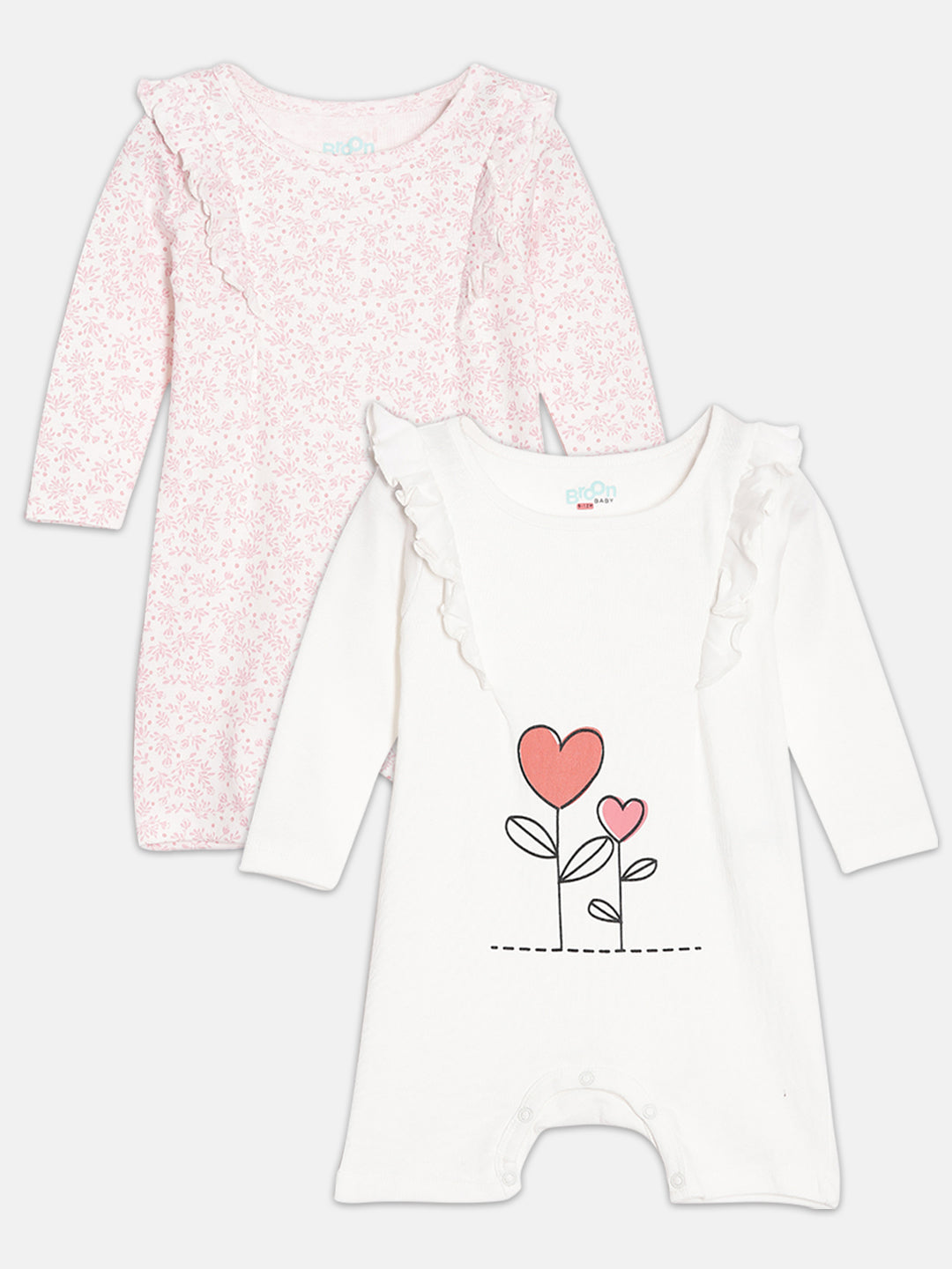 Broon Infant Baby Organic Cotton Full Sleeve Rompers