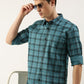 Men Blue Checked Pure Cotton Full Sleeve Casual Shirt