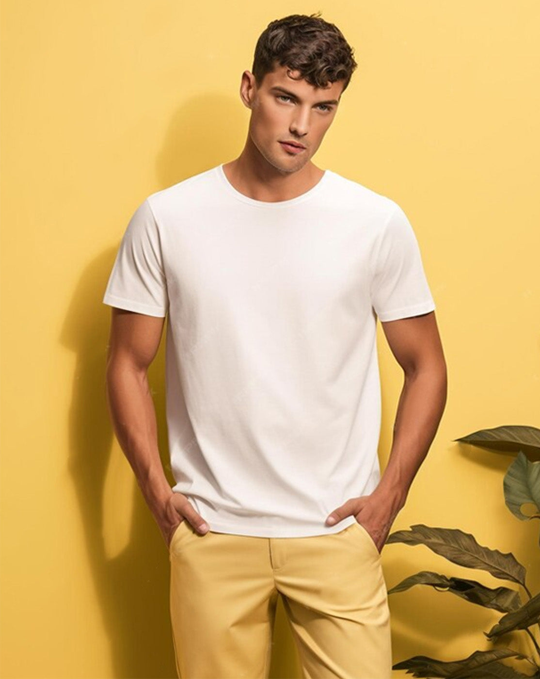 Broon Men White Printed Round Neck T-Shirt