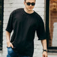 Broon Men Black Printed Oversize Round Neck T-Shirt